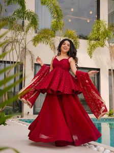 Elegant Red Sharara Set