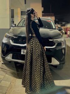 Elegant Black &amp; Gold Brocade Lehenga Set