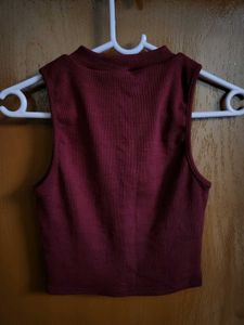 Maroon Ribbed Tank Top