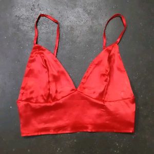 Satin Red Triangle Bra