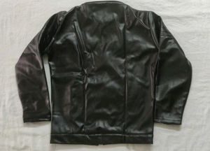 Black Faux Leather Biker Jacket Men