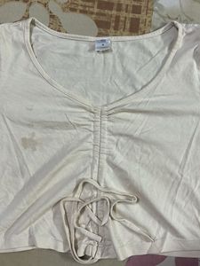 Ruched V-Neck Crop Top