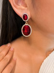 Stunning Red Gemstone Drop Earrings