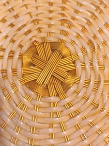 New Round Wire Basket With Gold Edge