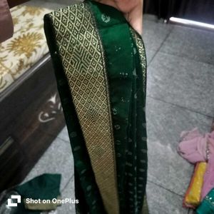 Elegant Emerald Green Saree with Silver.  special