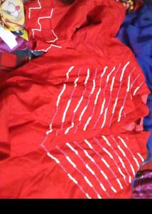Elegant Red Kurta with White Detailing