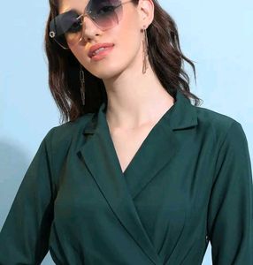 Emerald Green Ruched Blazer Dress