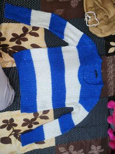 Striped Blue &amp; White Knit Sweater
