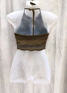 I. Brown Suede Cut-out Crop Top
