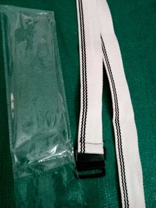 Classic White Web Belt with Black Stripes