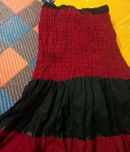 Boho Tiered Red &amp; Black Maxi Skirt 👗