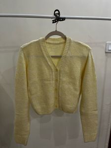 Butter Yellow CROPPED Woollen Cardigan