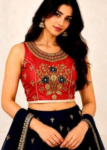 Designer Red Embroidered Blouse