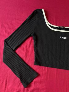 Shein Black Ribbed Top