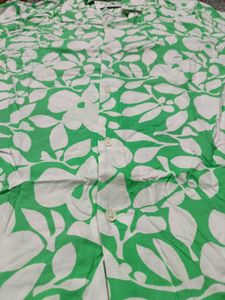 Green Floral Print Short Sleeve Shirt