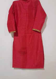 Elegant Red Kurta And Golden Pant