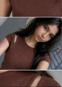 Brown Cut-Out Sleeveless Top