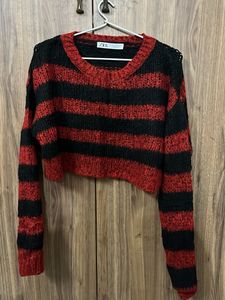 ZARA Original Red & Black Cropped Sweater