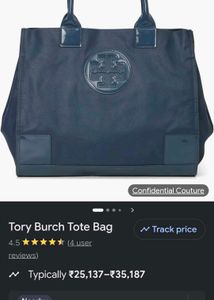 Tory Burch Navy Blue Tote Bag