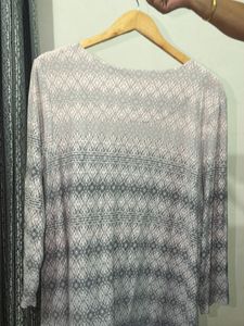 Grey Printed Tunic with Sequins