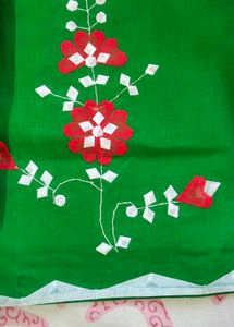 leaf work cotton Green Sari