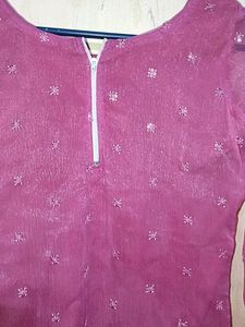 Pink Embroidered Kurta