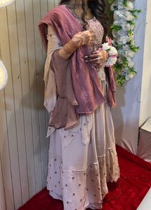 Embroidered Pink Kurti with Beaded Neckline