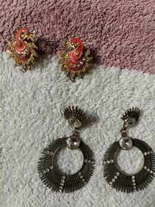 Elegant Peacock & Hoop Earrings Set