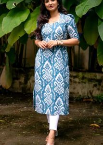 Blue Ikat Print Dress