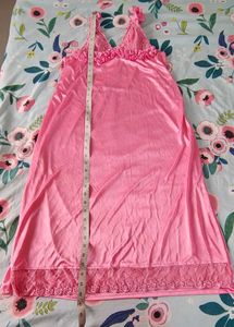 Pink Night Dress (Gown) Lace Work (Bust 34-38)