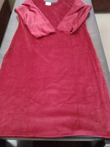 Embroidered Maroon Velvet Kurta set