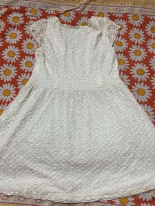 White Lace Cap Sleeve Dress