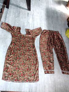 Floral Print satin kurta pant
