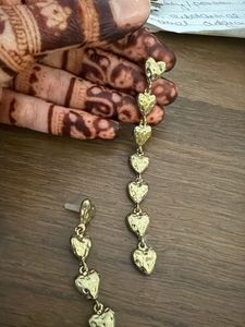 Gold Heart Dangle Earrings