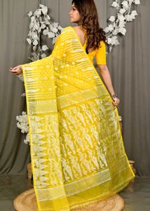 Jamdani Yellow Saree