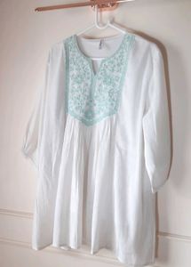 Off white Embroidered Tunic Top