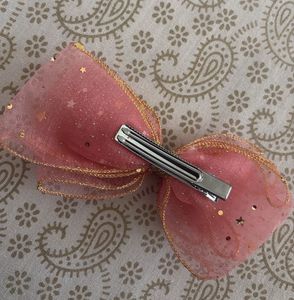 Sparkly Pink Bow Hair Clip