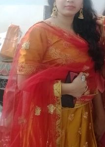 Trending Colour Mustard Red Lehanga ❤️🌼