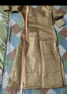 Elegant Golden Brocade Kurta