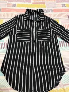 savana Chic Striped Button-Up Tunic