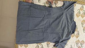 Greyish Blue Shirt Dress with Belt