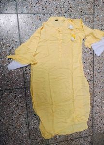 Yellow Kurti with Floral Detail