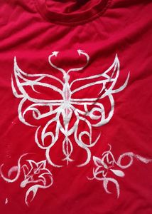 Hand-Painted Red Butterfly T-Shirt