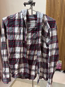 women Plaid Hooded Shirt