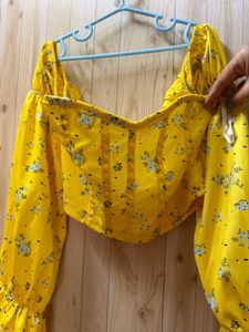 Chic Yellow Floral Corset Top