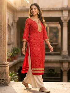 Red Bandhani Kurta