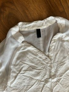 White Button-Up Casual Top