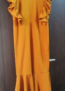Stylish Mustard Yellow Ruffle Dress