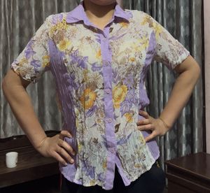 Floral Print Button-Up Blouse