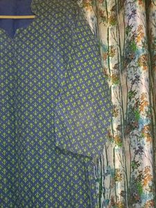 Blue Kurta with Green Border